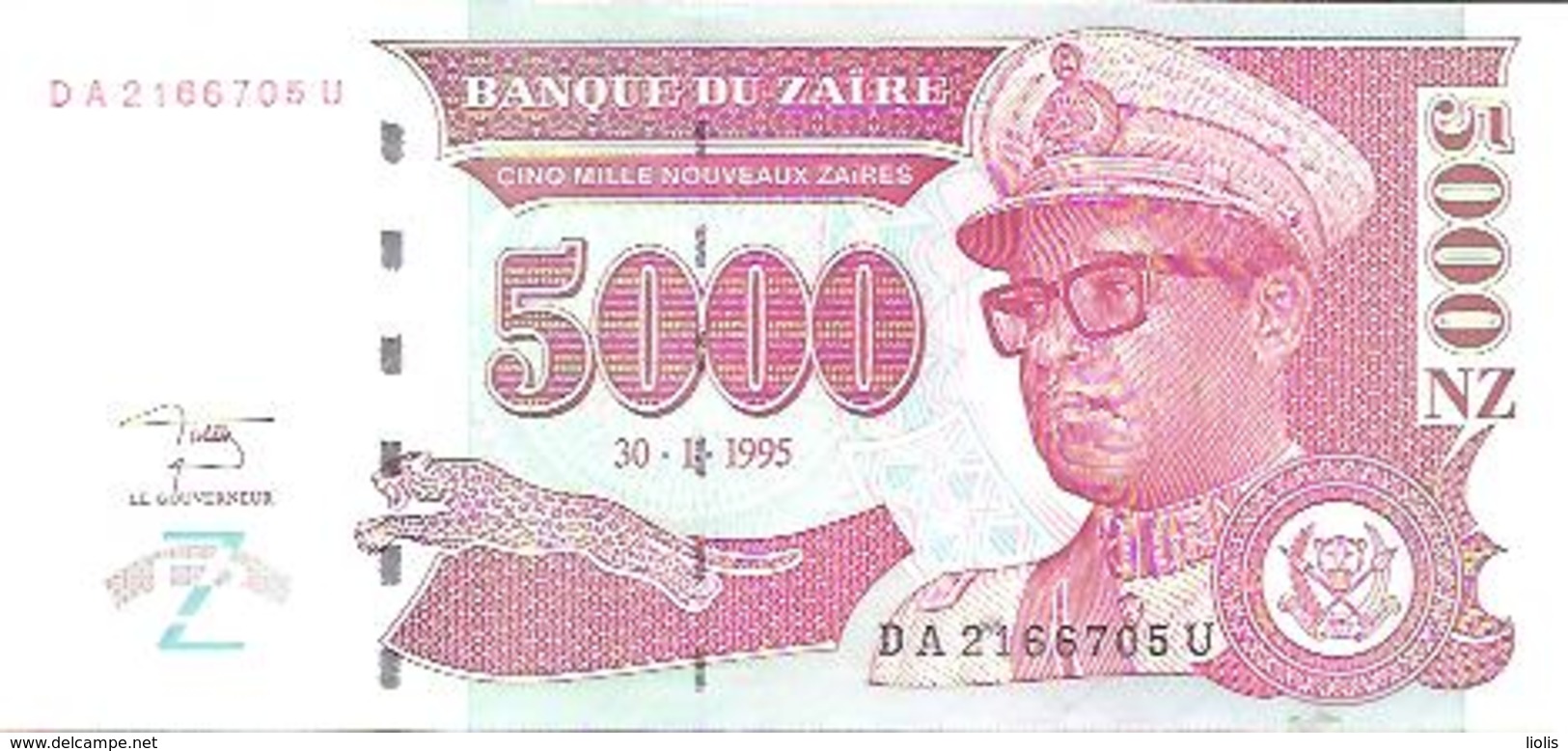 5000   NOUVEAUX  ZAIRES  1995 ZAIRE P 69  Uncirculated Banknotes